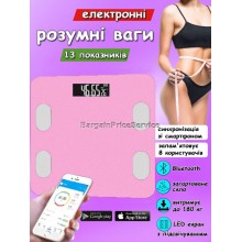 Електронні підлогові смарт-ваги смарт-ваги Bluetooth Smart Scale Fit OKOK діагностичні smart-ваги до 180 кг Загартоване скло Підсвічування Рожеві