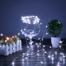 Новогодняя светодиодная гирлянда нить 10 м 100 LED Капля росы на батарейках Белая