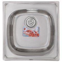 Врезная кухонная мойка из нержавеющей стали Раковина для кухни HAIBA 50x47 (decor) + сифон Глянцевая (HB0542)