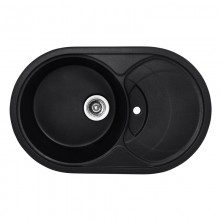 Врезная кухонная мойка из камня Раковина для кухни HAIBA HB8310-G226 BLACK 780x500x220 + Сифон Гранит Черная (HB0975)