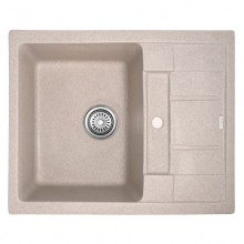 Врезная кухонная мойка из камня Раковина для кухни HAIBA HB8210-G319 SAND 620x500x200 + Сифон Гранит Песочная (HB0985)