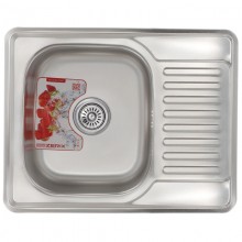 Врезная кухонная мойка из нержавеющей стали Раковина для кухни ZERIX Z6350-06-160D (decor) + сифон (ZM0562)