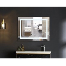 Дзеркало 100x60 см Антизапотівне з LED Touch Сенсором Діммером Фасадним підсвічуванням Mixxus Warm MR02-100x60 Скло 5 мм з Срібною Амальгамою Алюмінієвий Каркас Годинник Товщина 3 см (MI6003)