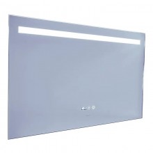 Дзеркало 100x60 см Антизапотівне з LED Touch Сенсором Фасадним підсвічуванням Mixxus Strong MR05-100x60 Скло 5 мм Діммер З срібною амальгамою Алюмінієвий каркас Годинник Товщина 3 см (MI6009)