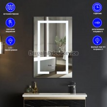 Дзеркало 50x80 см Антизапотівне LED Touch Сенсор Фасадне підсвічування Mixxus Hard MR06-50x80-CASE Скло 5 мм Діммер Зі срібною амальгамою Алюмінієвий каркас Годинник Товщина 3 см (MI6657)