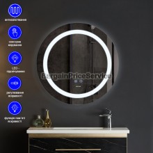 Дзеркало 60 см Кругле Антизапотівне LED Touch Сенсор Фасадне підсвічування Mixxus Plain MC03-60 Діммер Скло 5 мм Зі срібною амальгамою Алюмінієвий каркас Товщина 3 см (MI6662)
