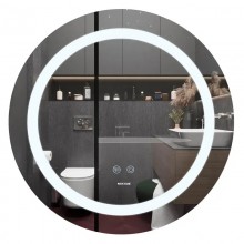Дзеркало 60 см Кругле LED Touch Сенсор Фасадне підсвічування Діммер Антизапотівне Mixxus Plain MC03-60 Скло 5 мм з Срібною амальгамою Алюмінієвий каркас Товщина 3 см (MI6662)