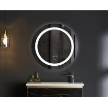 Дзеркало 60 см Кругле Антизапотівне LED Touch Сенсор Фасадне підсвічування Діммер Mixxus Plain MC03-60 Скло 5 мм з Срібною амальгамою Алюмінієвий каркас Товщина 3 см (MI6662)
