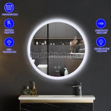Дзеркало 60 см Кругле Антизапотівне з LED Touch Сенсором Фасадним + Фоновим підсвічуванням Mixxus Plain MC11-60 Діммер Скло 5 мм Зі срібною амальгамою Алюмінієвий каркас Товщина 3 см (MI6663)