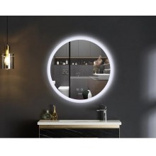 Дзеркало 60 см Кругле Антизапотівне з LED Touch Сенсором Діммером Фасадним + Фоновим Підсвічуванням Mixxus Plain MC11-60 Скло 5 мм з Срібною Амальгамою Алюмінієвий Каркас Товщина 3 см (MI6663)