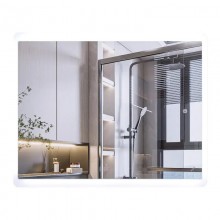 Дзеркало 100х80 см Антизапотівне з LED Touch Сенсором Фасадне + Фонове Підсвічування Керування темпрературою освітлення Mixxus Premium OLIVARY MR19-100x80-REVERSE Скло 5 мм з Срібною амальгамою Anti-fog підігрів Товщина 3 см (MP6629)
