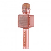 Беспроводной портативный 2 в 1 Караоке Микрофон колонка с LED подсветкой Bluetooth Magic Karaoke YS-68 Розовый