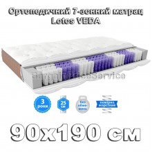 Двусторонний ортопедический матрас 90х190 см Высота 25 см Умеренно жесткий EMM Lotos VEDA Многозонный пружинный 7 зон Comfort Sense Sky Foam + Независимые пружины Pocket Spring Premium PS 7-zone hard